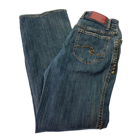 Barbara Lesser Fibers Bootcut Womens Sz 8 Gold Studded Light Wash Denim Jeans - Picture 4 of 10